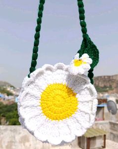 Handmade Daisy Crochet Sling Bag
