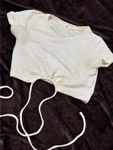 Summer Beachy Tie-Front Waffle Knit Top