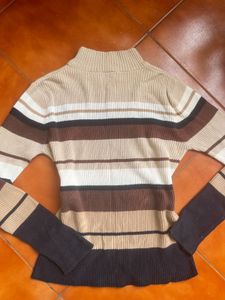 Cute  y2k Rare vintage Striped Turtleneck Sweater