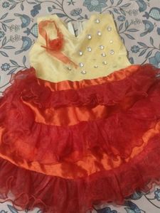Sparkly Red & Yellow Party Dress
