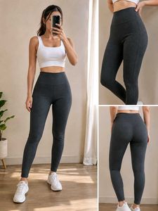 Women's High Waist Dark Grey Polyester Leggings |
