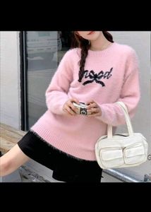 Pink Lace-Up Back Sweater