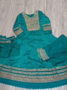 anarkali organza tissue suit