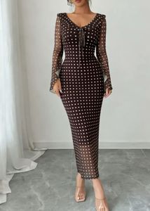 Chic Polka Dot Mesh Midi Dress
