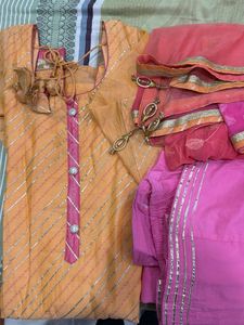 Orange Kurta Set with Dupatta
