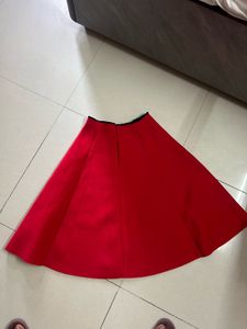 Vibrant Red Flared Skirt