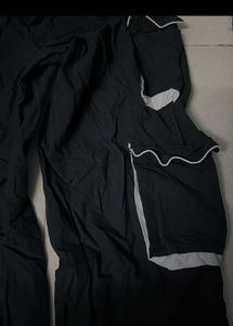 Black Cargo Pants with White Accents