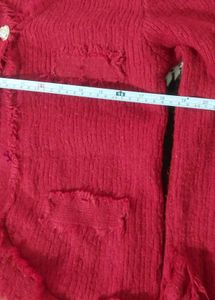 Red Textured Button-Up cardigan