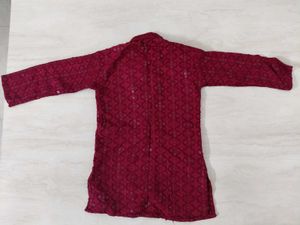 Maroon Embroidered Kurta