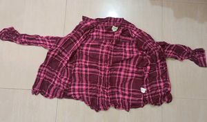 Pink &amp; Maroon Plaid Shirt