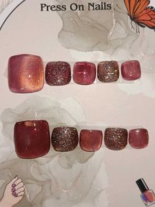 Press On Toe Nails - Rose Gold Glitter