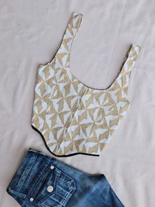 Boho Geometric Print Corset Top