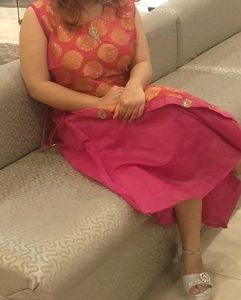 Beautiful Pink with Golden Embroidery