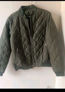 Olive Quilted Bomber Jacket