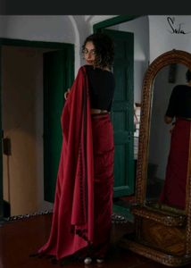 Red Saree with Black Border