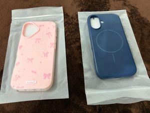 Cute Pink Bow Phone Case &amp; Blue MagSafe (2 item) C
