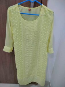 Yellow Chikankari Kurti
