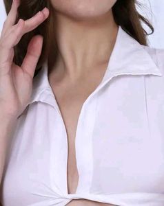 Shein Spread Collar Plunging Neck Twisted Front
