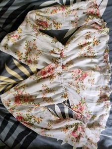 White Floral Print V-Neck tunic Top| Chiffon