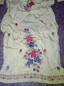 cream silk salwar kameez