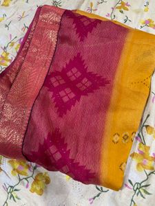 Vibrant Pink & Yellow Saree