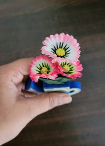 Flower Pot Poly Resin Fridge Magnet Blue Colour