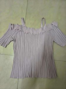 Pleated Cold Shoulder Top