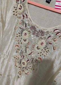 Elegant Cream Embroidered Kurta Set
