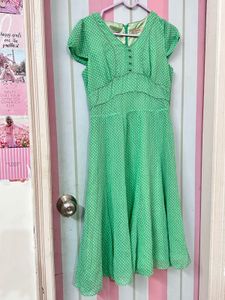 Chic Green Polka Dot Dress