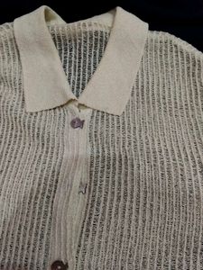 Sheer White Top with Fish Applique