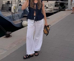 white linen pants