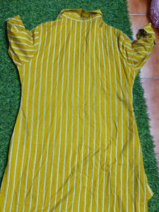 Mustard Yellow Striped Kurta Set