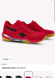 Grade WINNER Badminton Shoes For Men (Red, Black,
