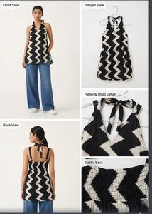 Black &amp; White Zigzag Halter Top