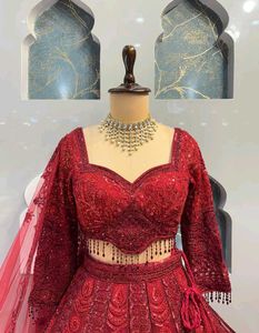 Stunning Red Embroidered Lehenga Choli