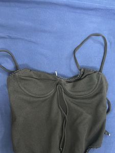 Black Corset Style Bodysuit Top