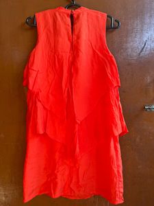 Bright Orange Tiered Dress