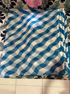 Blue & White Checked Saree