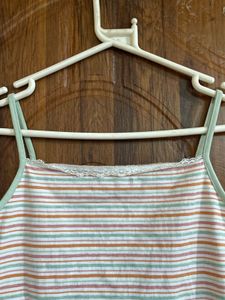 Striped Cami Top with Lace Detail