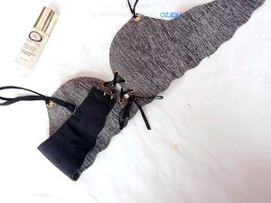Grey Lace-Up Bra