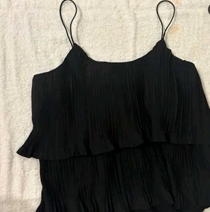 Elegant Black Pleated Cami Top