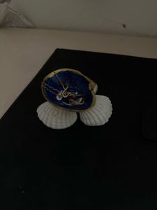Seashell Jewelry Dish with Koi Design