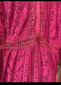 Plus Size Burgundy Lace Party Dress