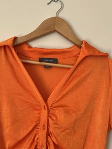 Primark Orange Ruched Button-Up Top