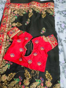 heavy wedding wear saree with blouse