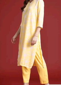 Yellow Printed Kurta Set