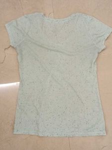 Light Green Speckled V-Neck T-Shirt