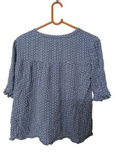 Blue Geometric Print Top