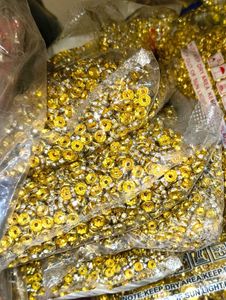 Sparkling Gold & stone 500pic Silver rings Beads