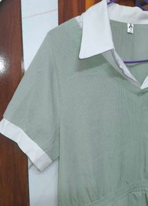 Chic Mint Green &amp; White Layered Top